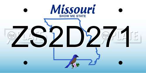 ZS2D271 Missouri License Plate