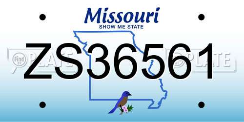 ZS36561 Missouri License Plate