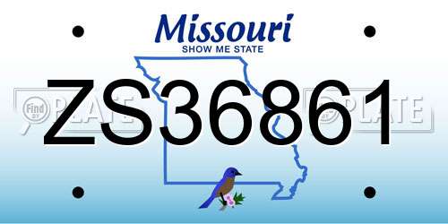 ZS36861 Missouri License Plate