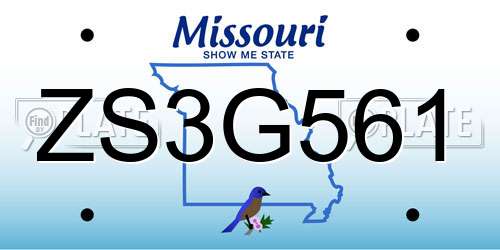 ZS3G561 Missouri License Plate