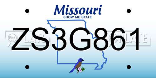 ZS3G861 Missouri License Plate