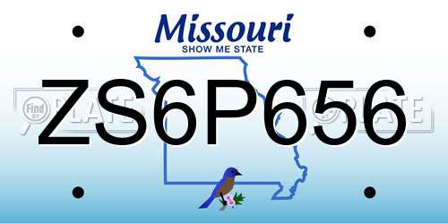 ZS6P656 Missouri License Plate