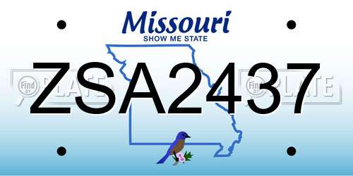 ZSA2437 Missouri License Plate