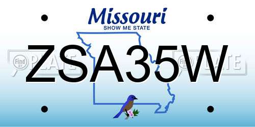 ZSA35W Missouri License Plate