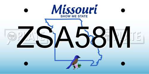 ZSA58M Missouri License Plate