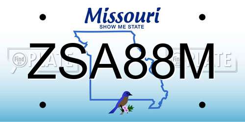 ZSA88M Missouri License Plate