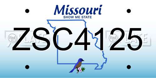 ZSC4125 Missouri License Plate