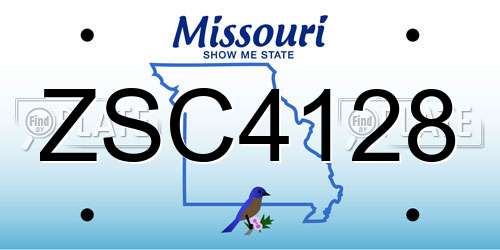 ZSC4128 Missouri License Plate