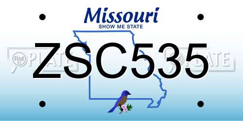 ZSC535 Missouri License Plate