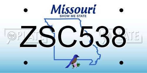 ZSC538 Missouri License Plate
