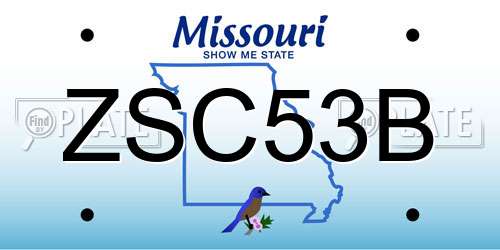 ZSC53B Missouri License Plate
