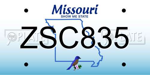 ZSC835 Missouri License Plate