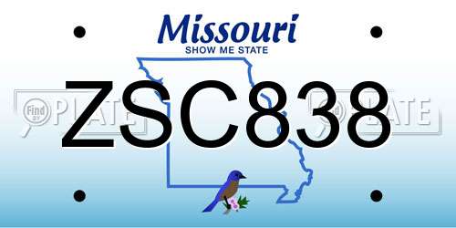 ZSC838 Missouri License Plate