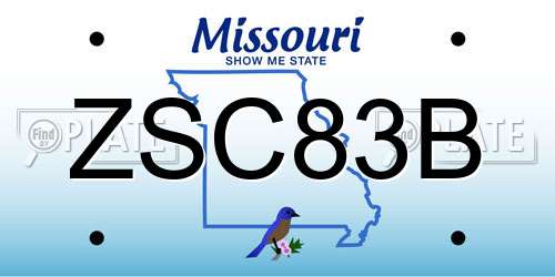 ZSC83B Missouri License Plate