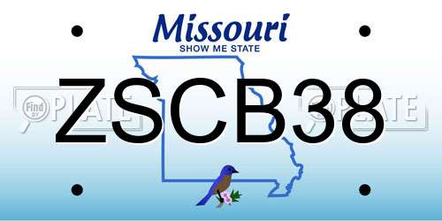 ZSCB38 Missouri License Plate