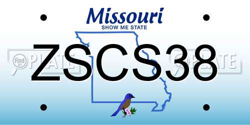 ZSCS38 Missouri License Plate