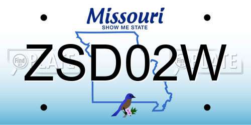 ZSD02W Missouri License Plate