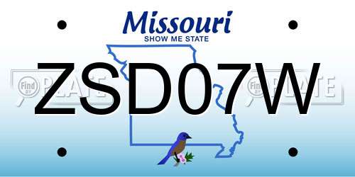 ZSD07W Missouri License Plate