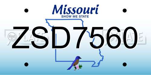 ZSD7560 Missouri License Plate