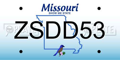 ZSDD53 Missouri License Plate