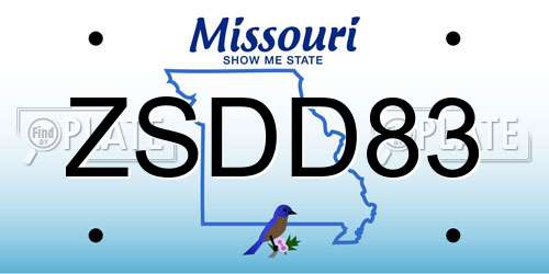 ZSDD83 Missouri License Plate