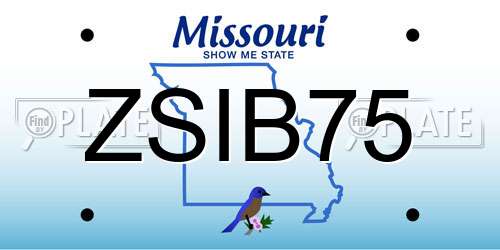 ZSIB75 Missouri License Plate