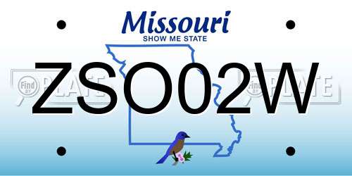 ZSO02W Missouri License Plate