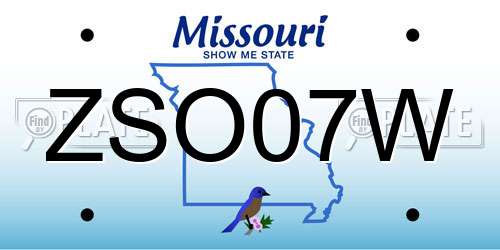 ZSO07W Missouri License Plate