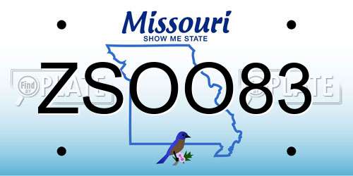 ZSOO83 Missouri License Plate