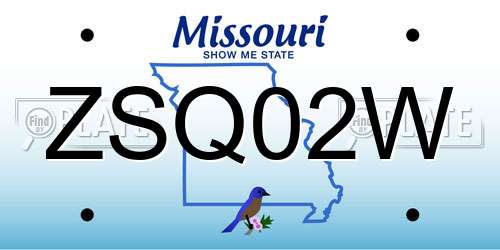 ZSQ02W Missouri License Plate
