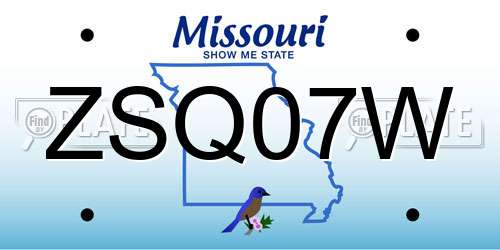 ZSQ07W Missouri License Plate