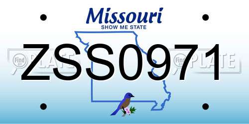 ZSS0971 Missouri License Plate
