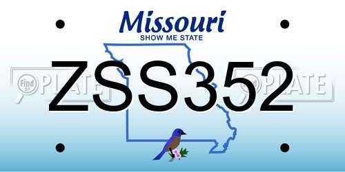 ZSS352 Missouri License Plate