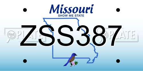 ZSS387 Missouri License Plate