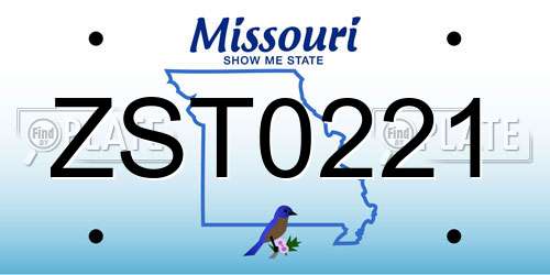 ZST0221 Missouri License Plate