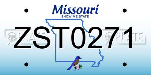 ZST0271 Missouri License Plate