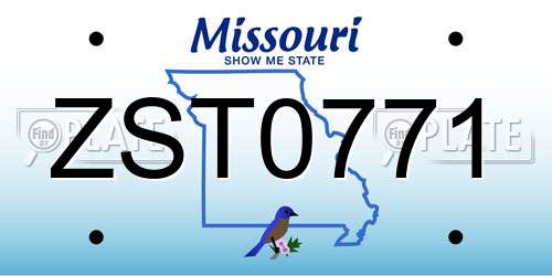 ZST0771 Missouri License Plate