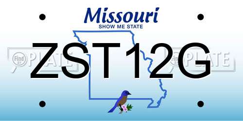 ZST12G Missouri License Plate