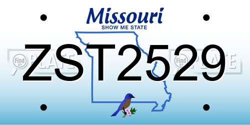 ZST2529 Missouri License Plate