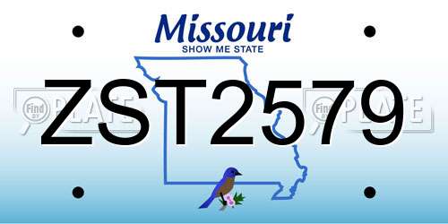 ZST2579 Missouri License Plate