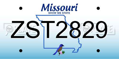 ZST2829 Missouri License Plate