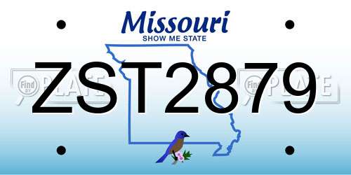 ZST2879 Missouri License Plate