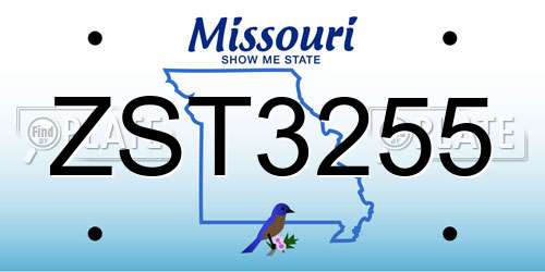 ZST3255 Missouri License Plate