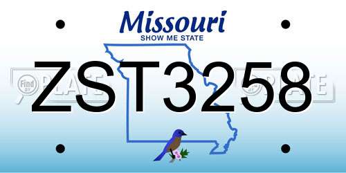 ZST3258 Missouri License Plate