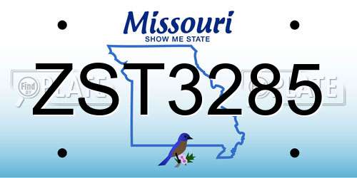 ZST3285 Missouri License Plate