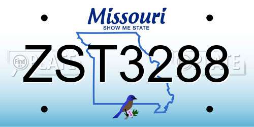 ZST3288 Missouri License Plate