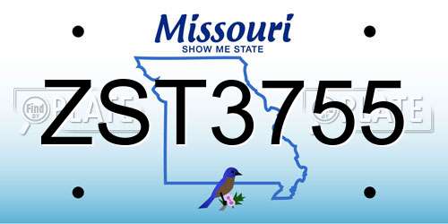 ZST3755 Missouri License Plate