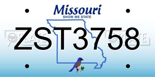 ZST3758 Missouri License Plate