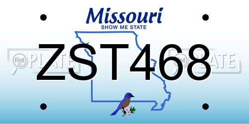 ZST468 Missouri License Plate