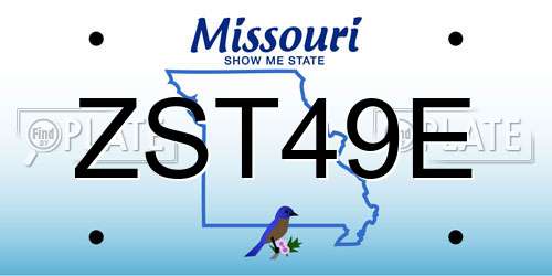 ZST49E Missouri License Plate